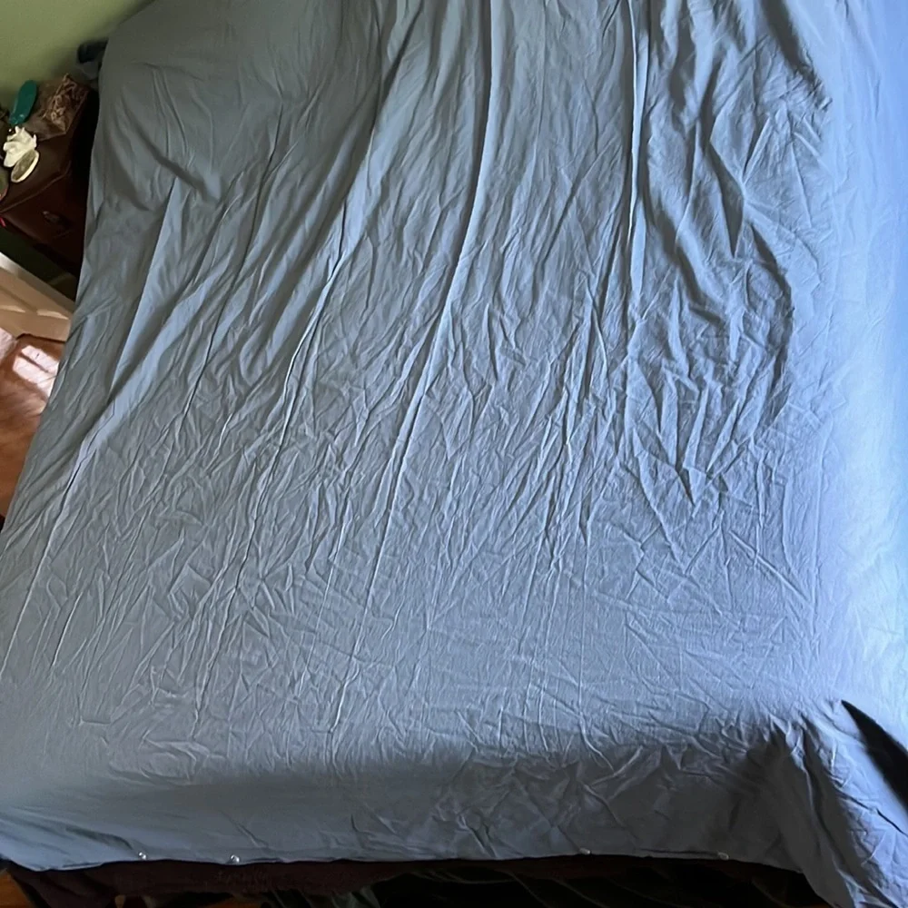 New Anthropologie Joey Washed Percale Duvet Cover Cal King Blue